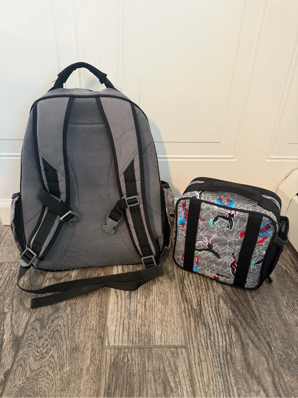 Pottery Barn Kids Grey Spider-Man Backpack and Lunch Bag Set
